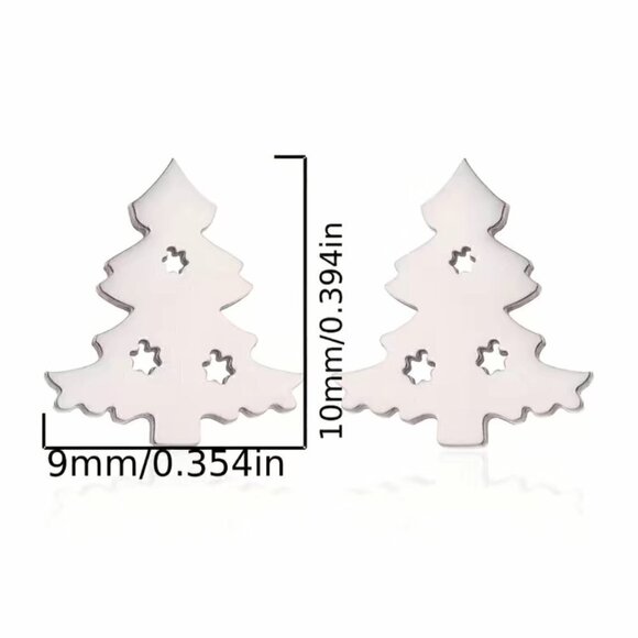 Christmas Tree Stainless Steel Stud Small Earrings #1146 - Picture 4 of 8